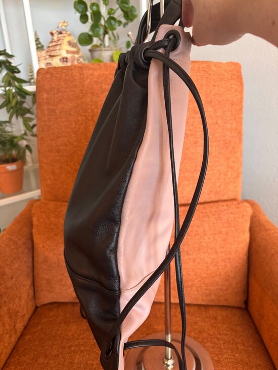 State Drawstring Backpack Black & Pink Leather Reversible Color Block Minimalist main image 4
